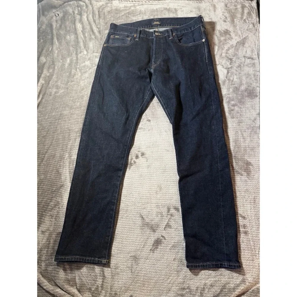 Polo Ralph Lauren Varick Slim Straight Jeans Mens 34x31 Dark Wash Indigo Denim